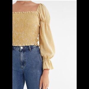 Urban Outfitters Yellow Gingham Smocked Top